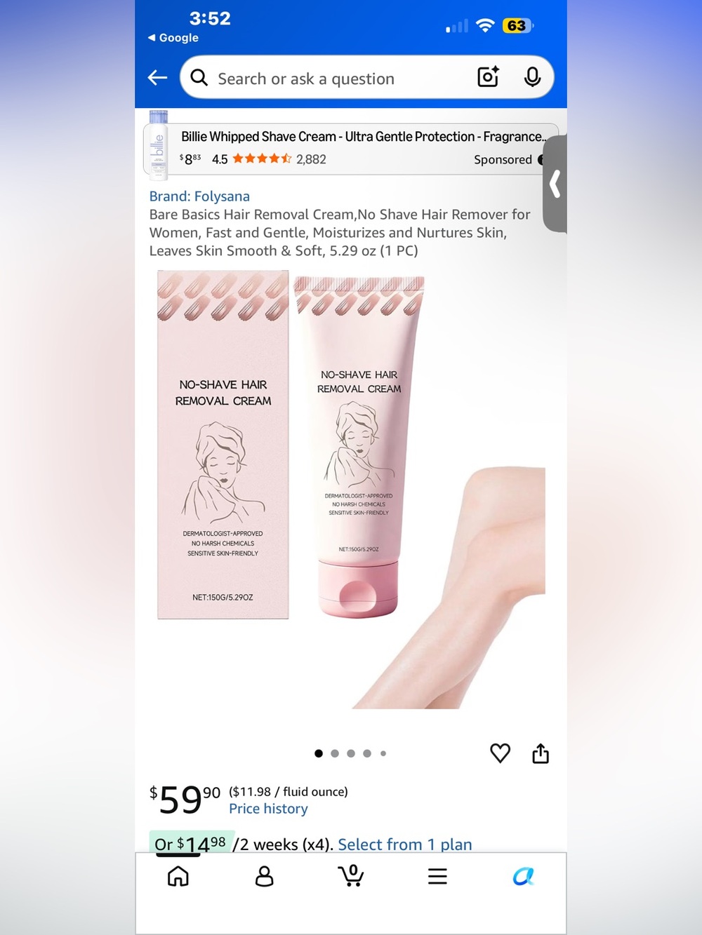 Set of 2 No-Shave Hair Removal Cream - Picture 2 of 6